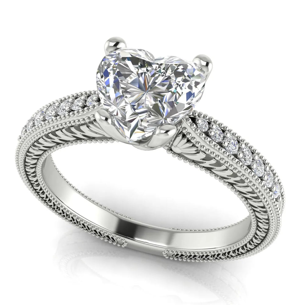 Vintage-Inspired Solitaire Ring with Accent Stones