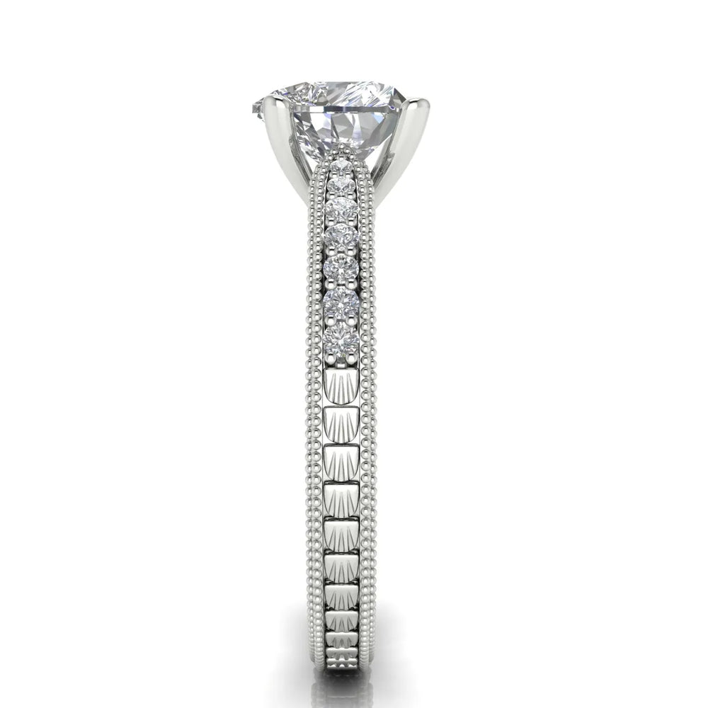 Vintage-Inspired Solitaire Ring with Accent Stones
