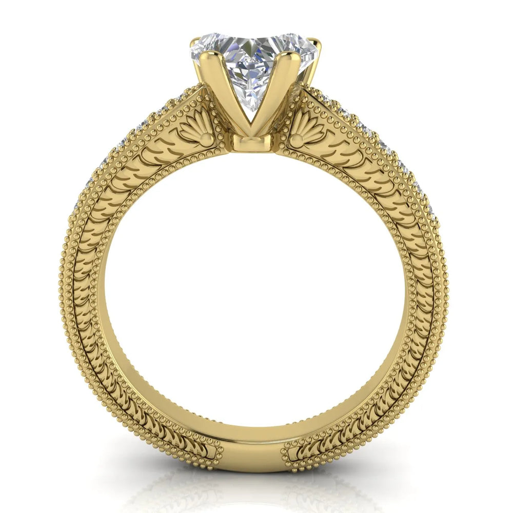 Vintage-Inspired Solitaire Ring with Accent Stones