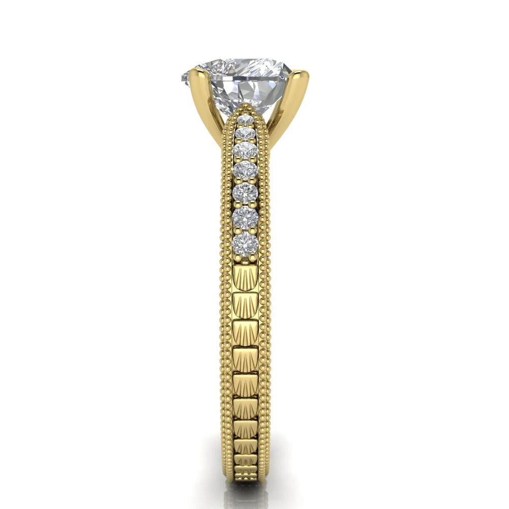 Vintage-Inspired Solitaire Ring with Accent Stones