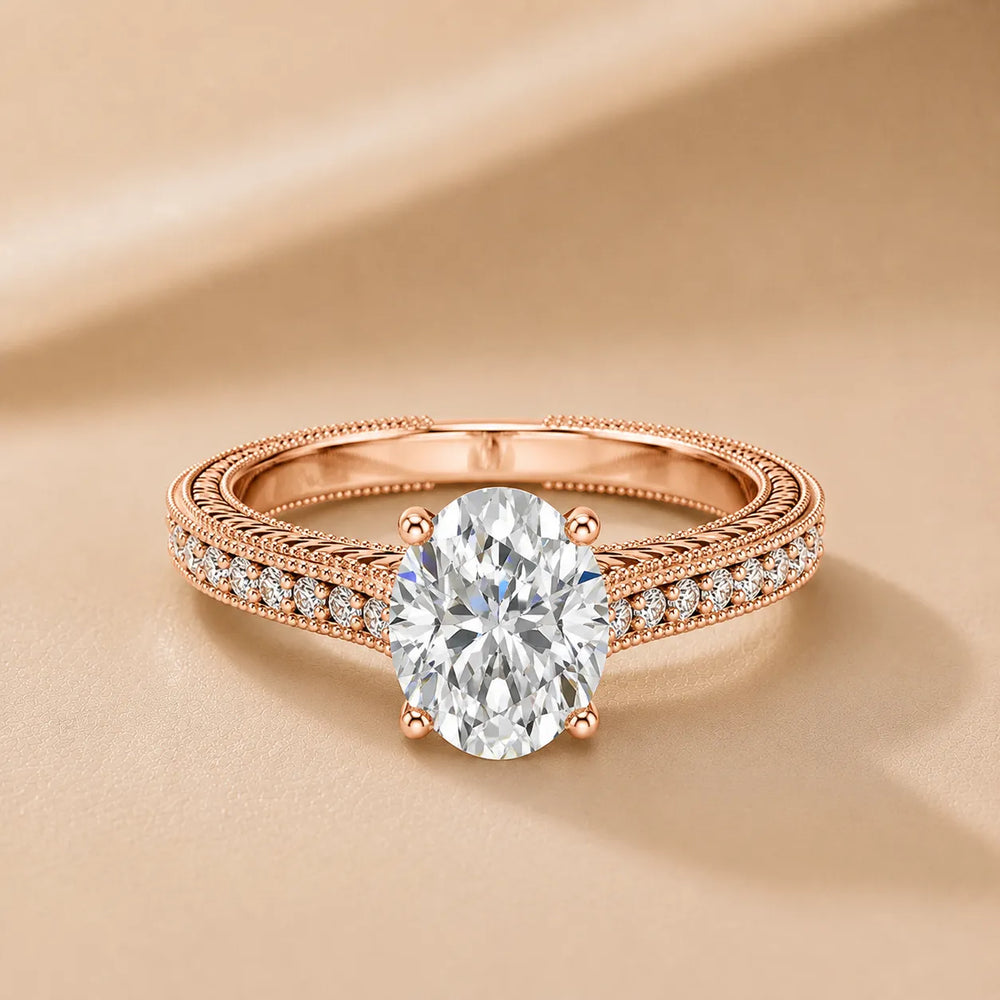 Vintage-Inspired Solitaire Ring with Accent Stones