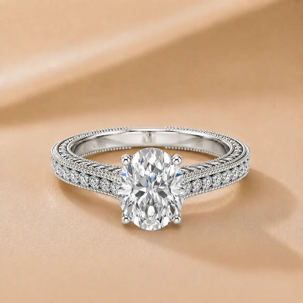 Vintage-Inspired Solitaire Ring with Accent Stones