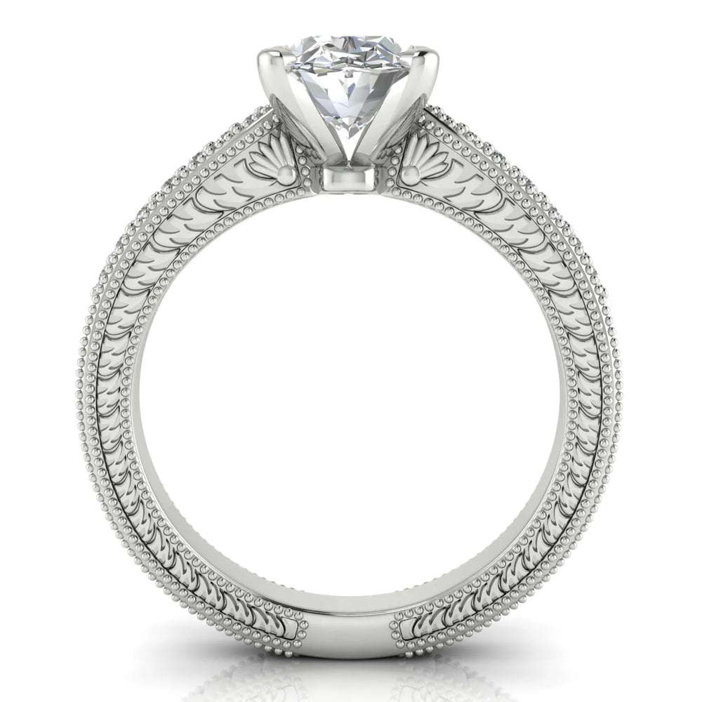 Vintage-Inspired Solitaire Ring with Accent Stones