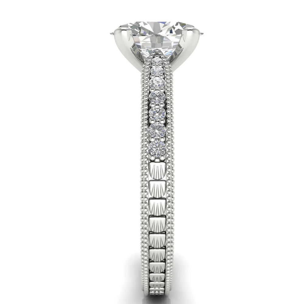 Vintage-Inspired Solitaire Ring with Accent Stones