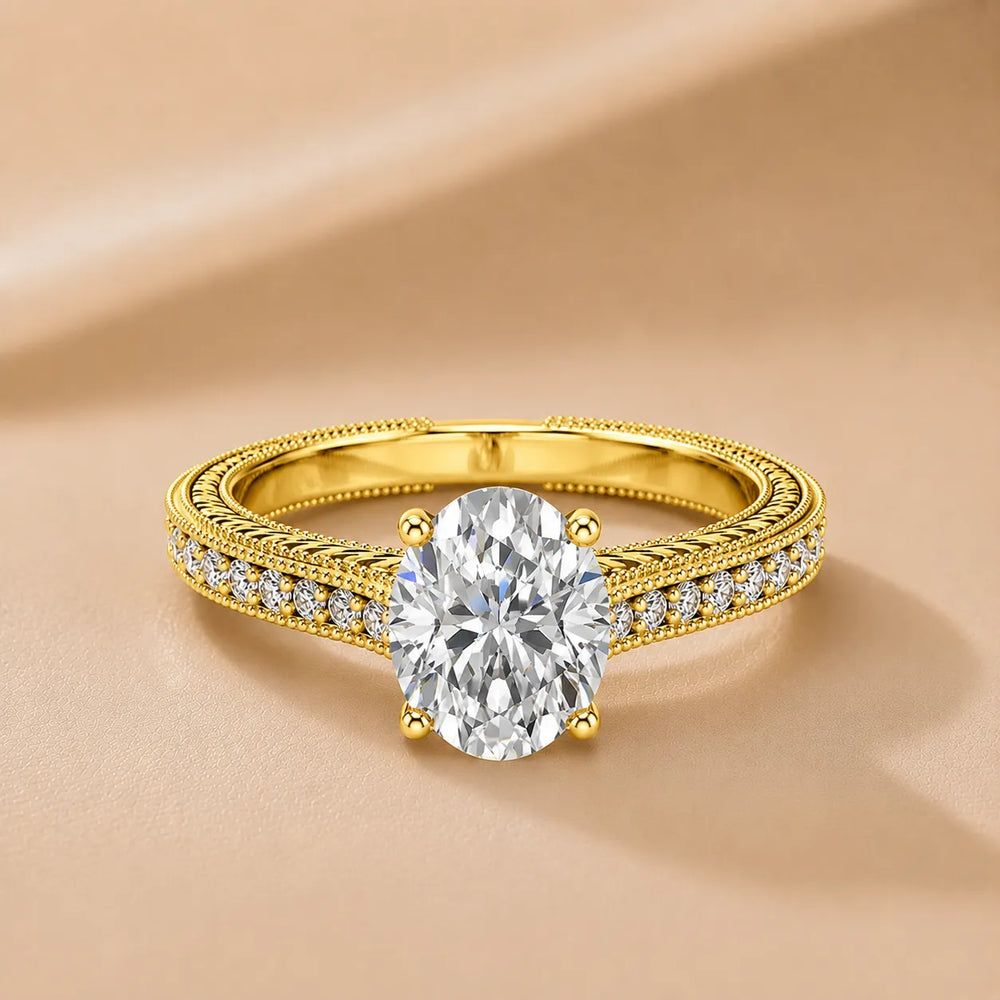 Vintage-Inspired Solitaire Ring with Accent Stones