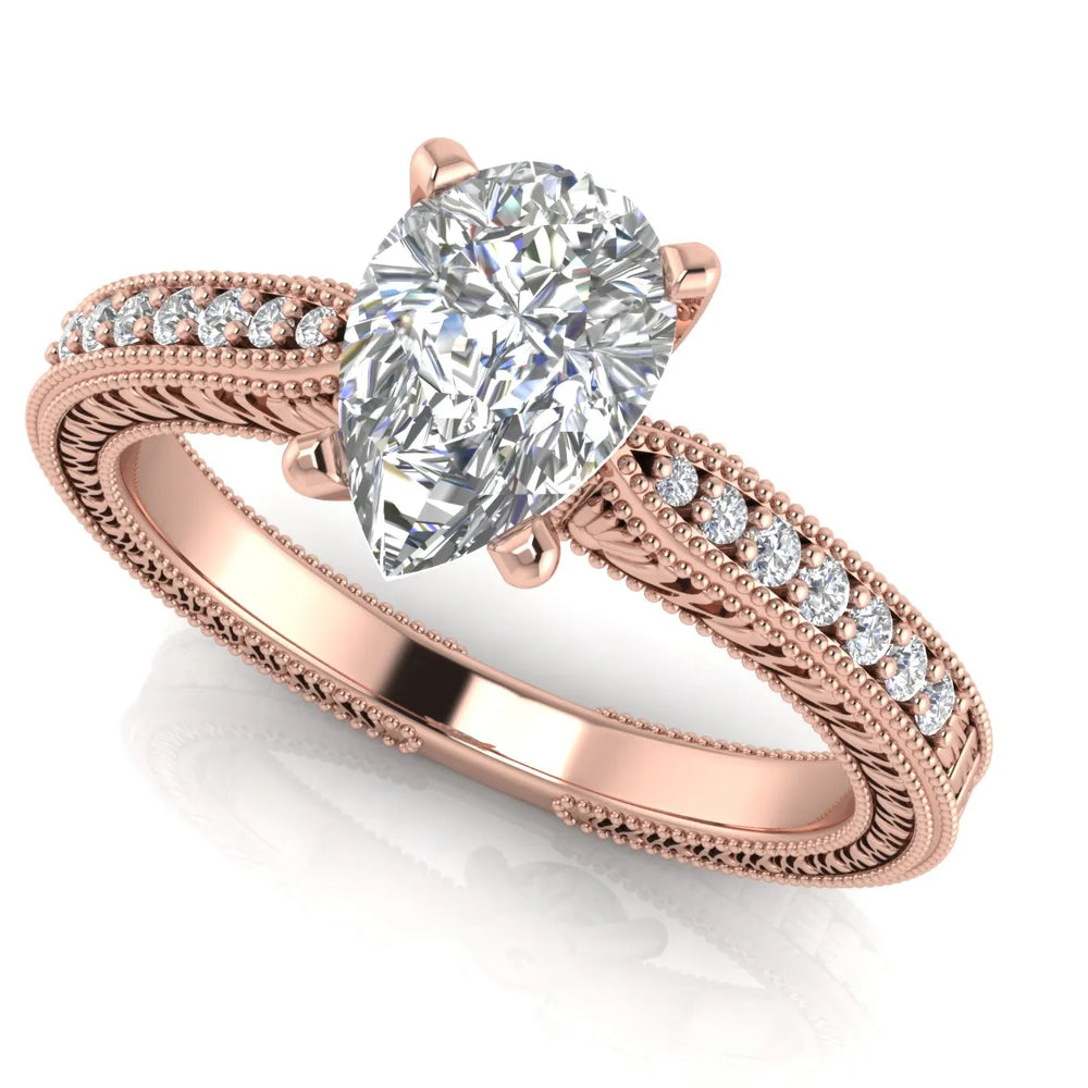Vintage-Inspired Solitaire Ring with Accent Stones