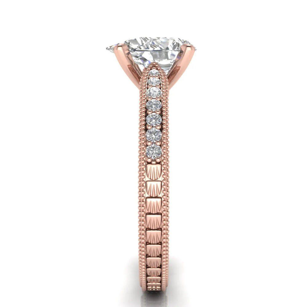 Vintage-Inspired Solitaire Ring with Accent Stones