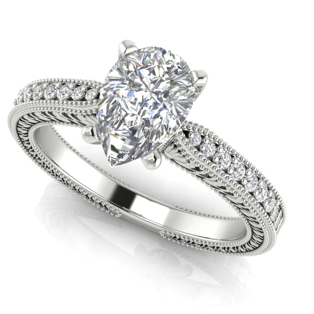 Vintage-Inspired Solitaire Ring with Accent Stones