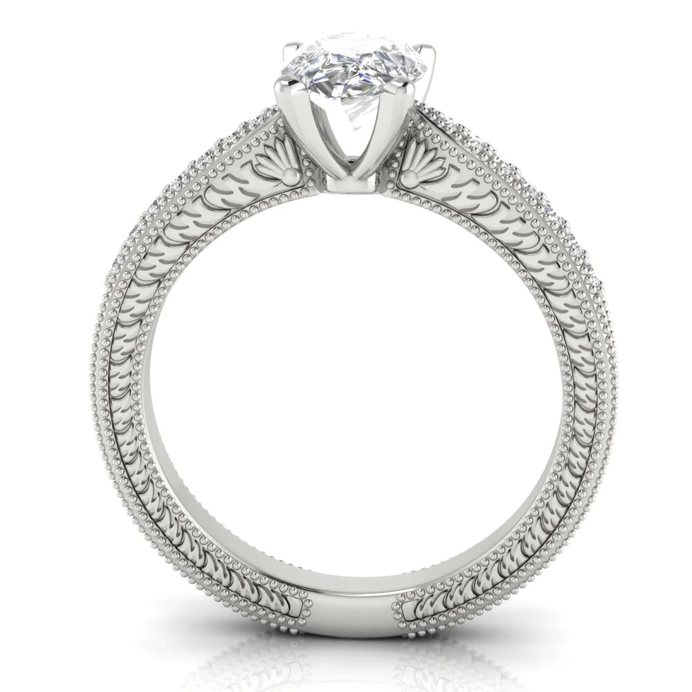Vintage-Inspired Solitaire Ring with Accent Stones