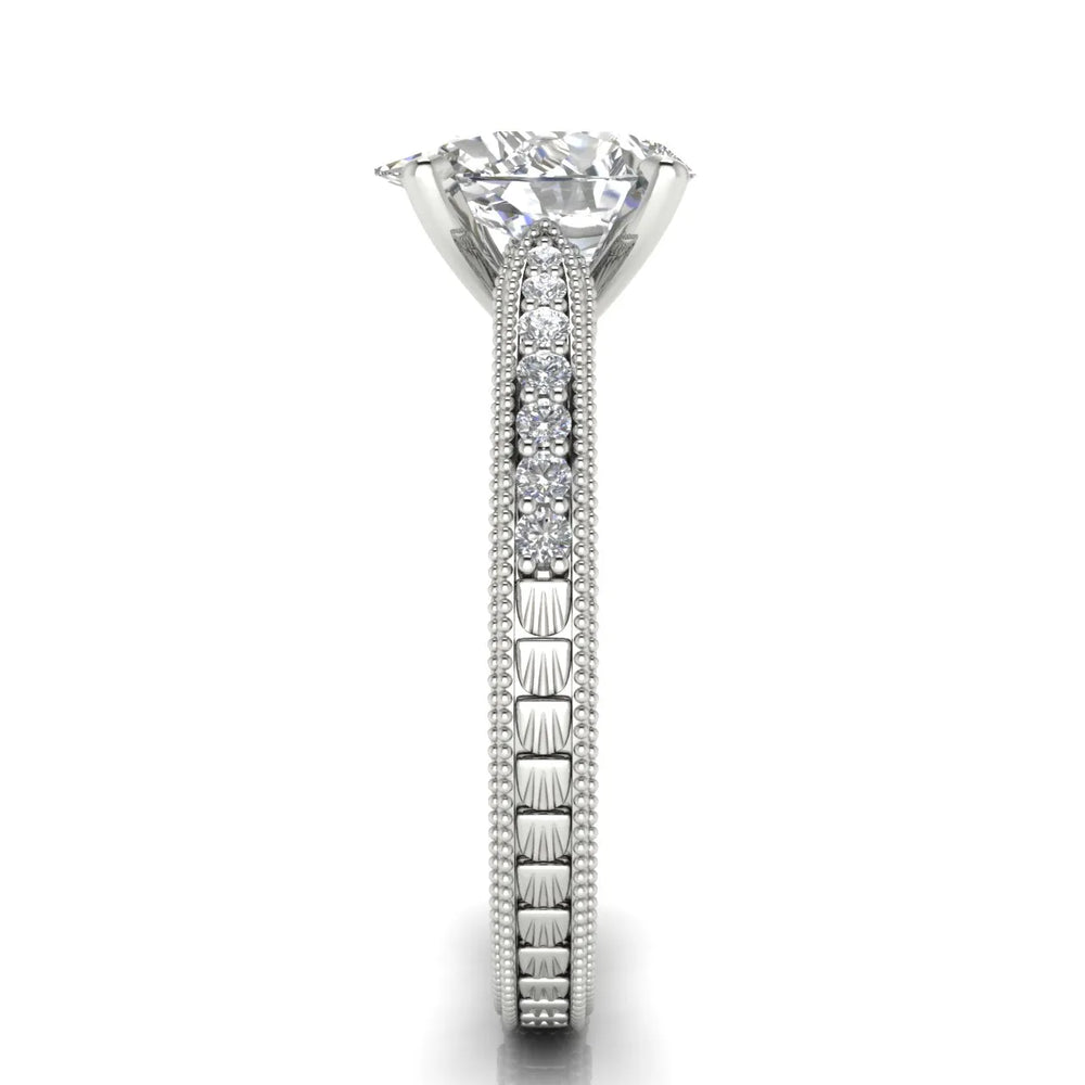 Vintage-Inspired Solitaire Ring with Accent Stones