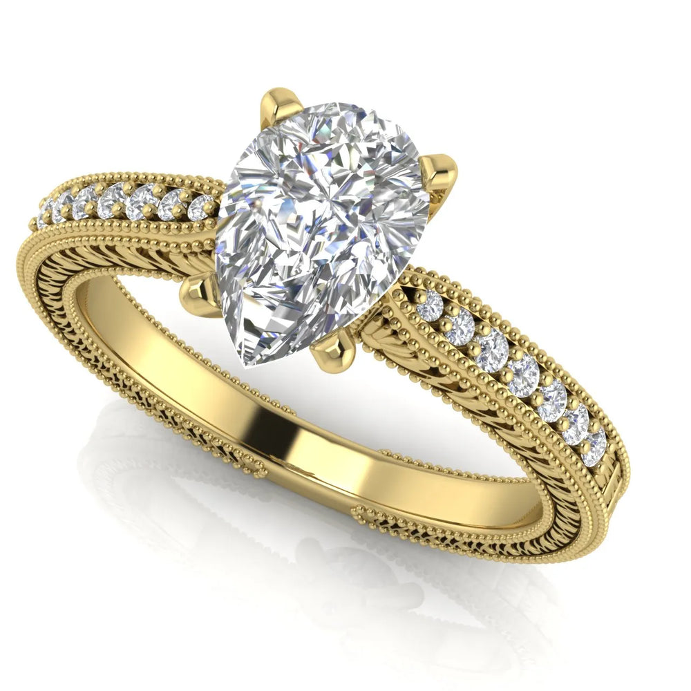 Vintage-Inspired Solitaire Ring with Accent Stones