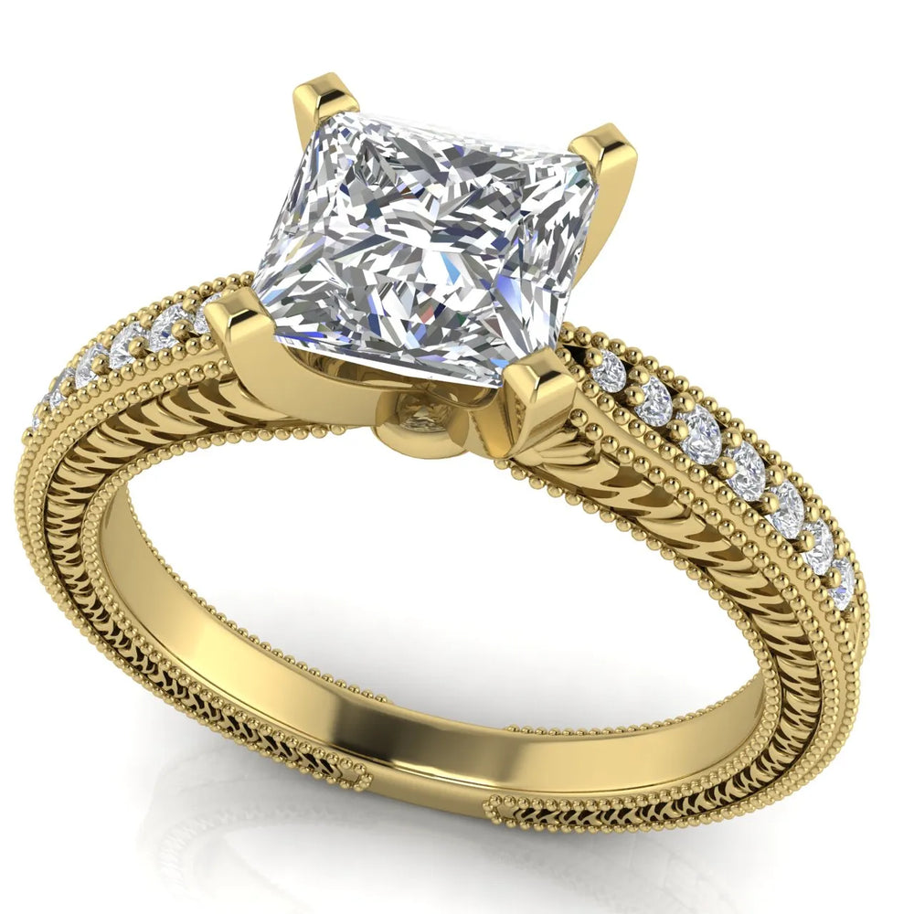 Vintage-Inspired Solitaire Ring with Accent Stones