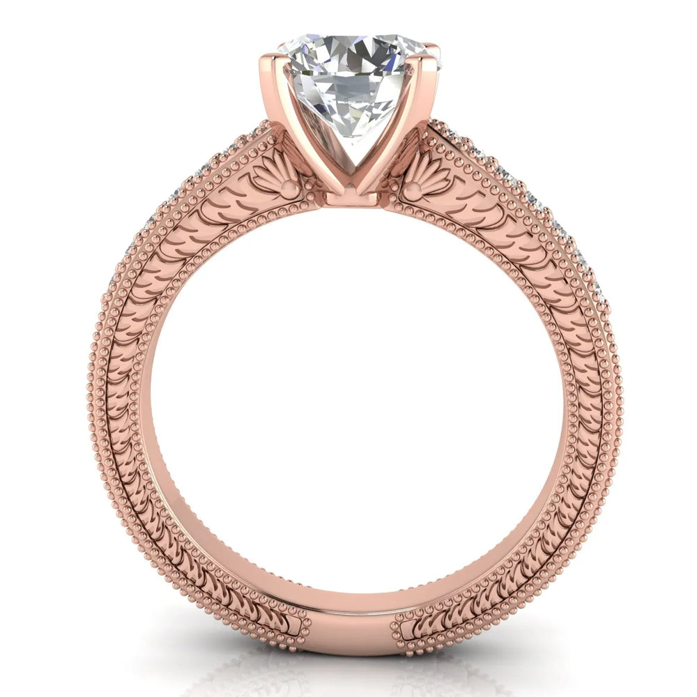 Vintage-Inspired Solitaire Ring with Accent Stones