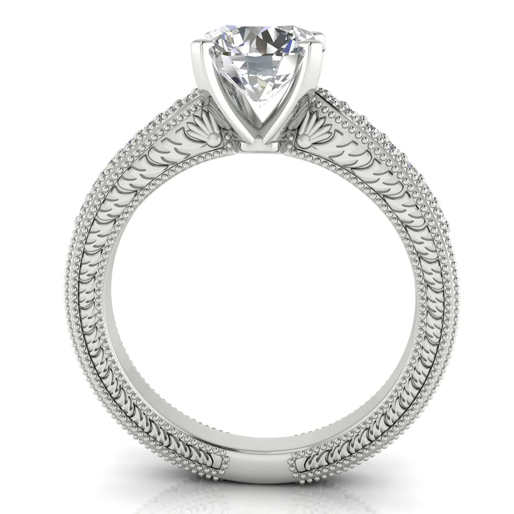 Vintage-Inspired Solitaire Ring with Accent Stones