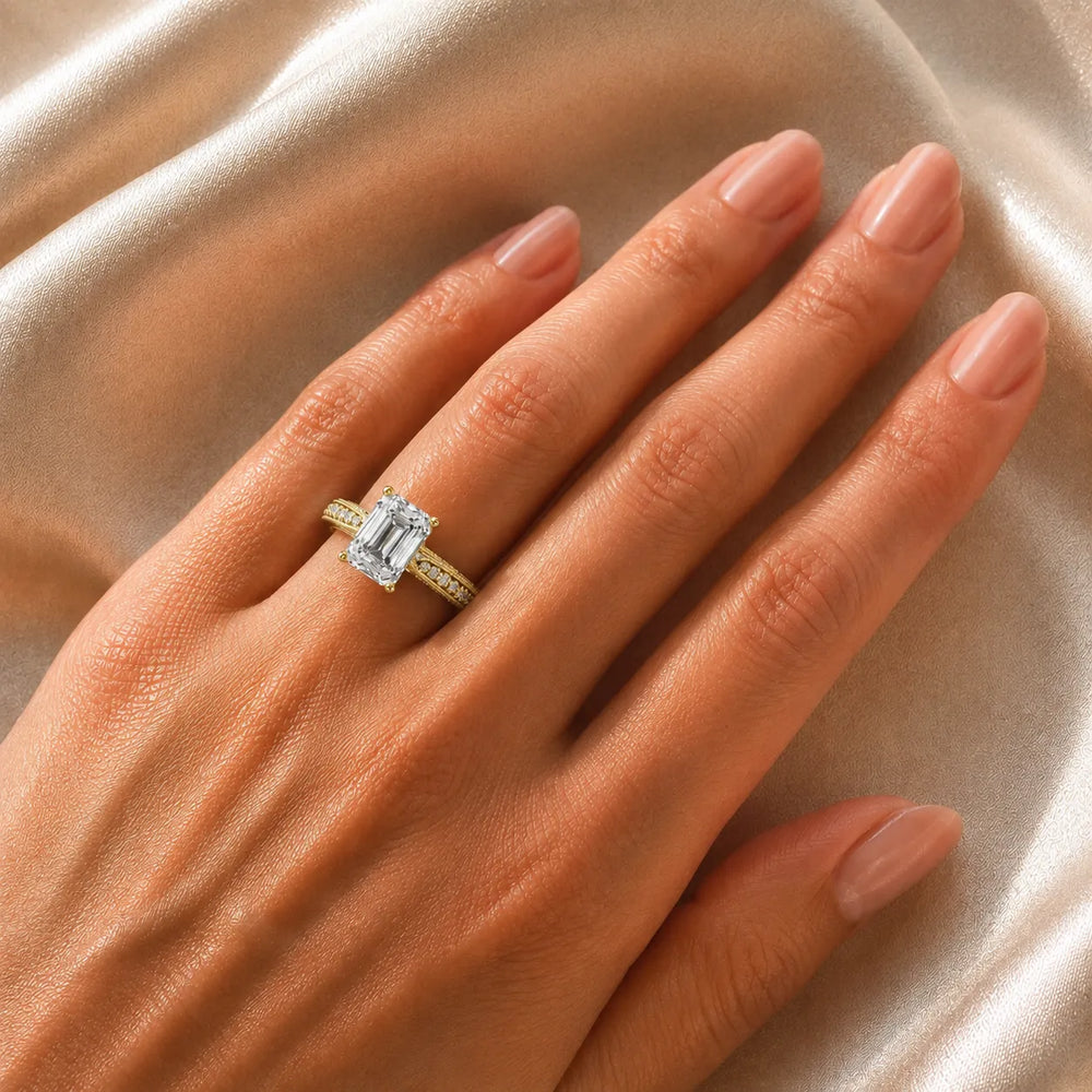 Vintage-Inspired Solitaire Ring with Accent Stones