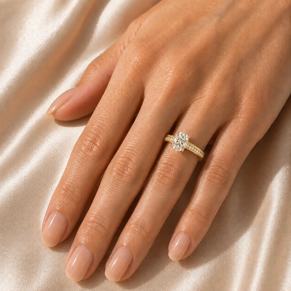 Vintage-Inspired Solitaire Ring with Accent Stones