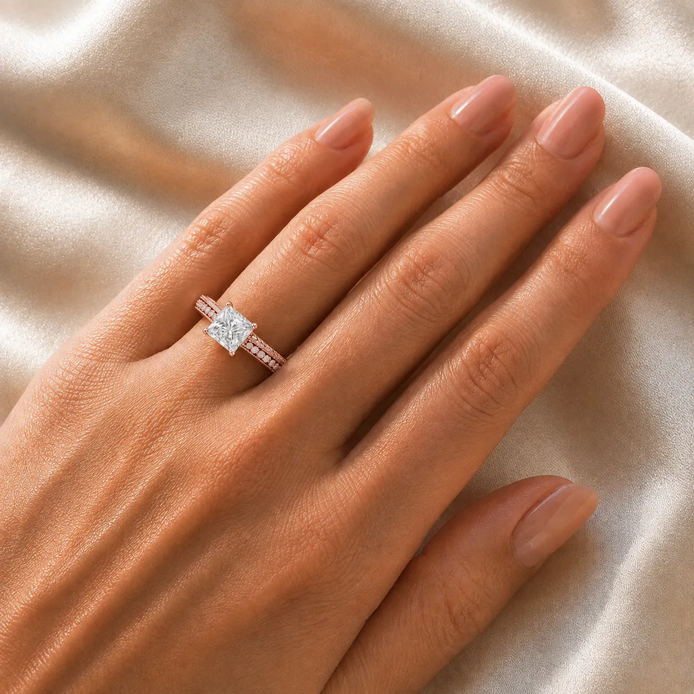 Vintage-Inspired Solitaire Ring with Accent Stones