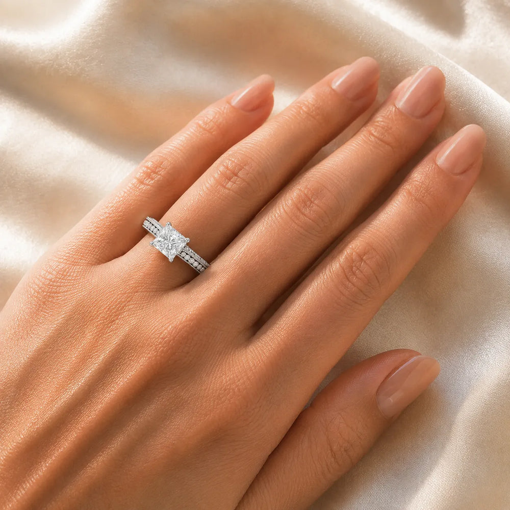 Vintage-Inspired Solitaire Ring with Accent Stones