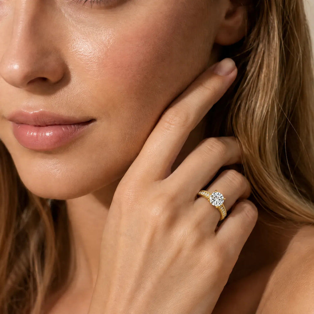Vintage-Inspired Solitaire Ring with Accent Stones