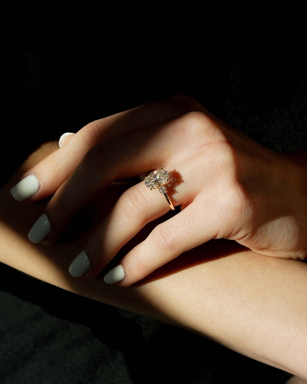 Three Stone Oval Cut Labgrown Engagement Ring