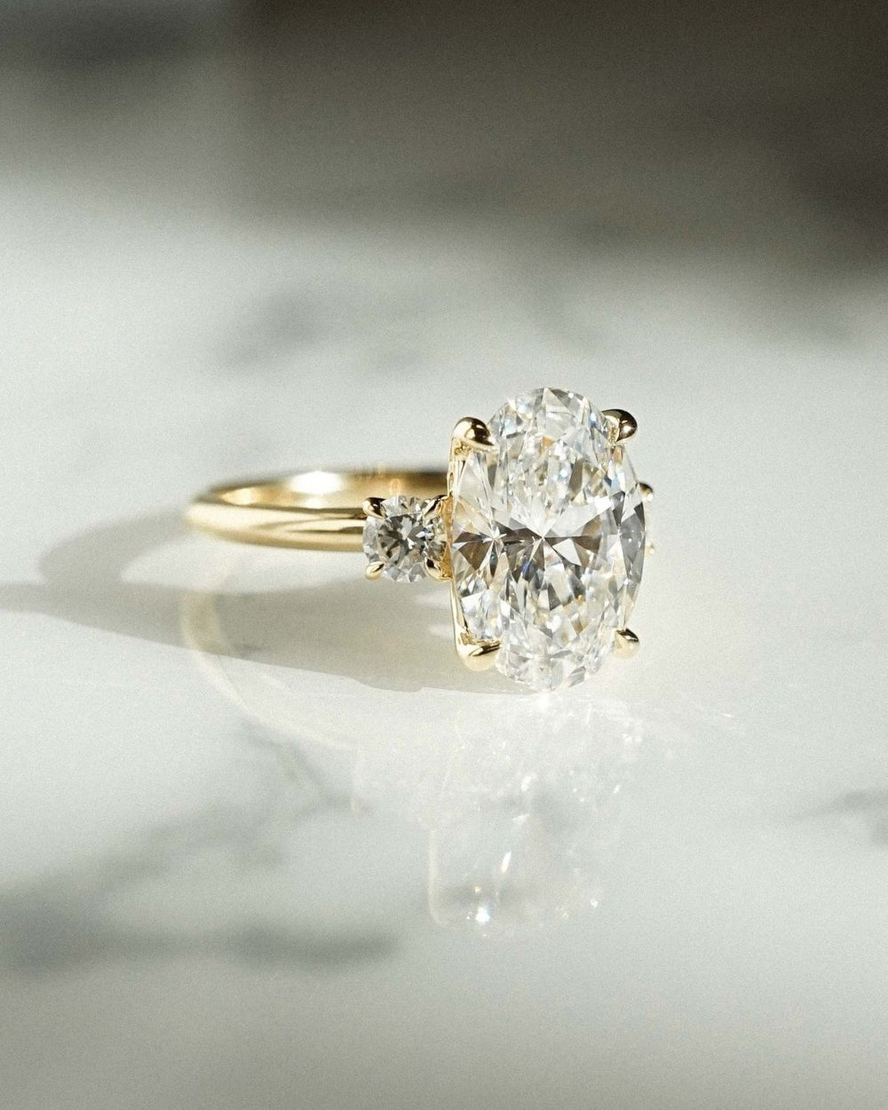 Three Stone Oval Cut Labgrown Engagement Ring