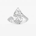 Rebecca 3 1/2 ctw Pear Lab Grown Diamond Twisted Bypass Side Stone Engagement Ring
