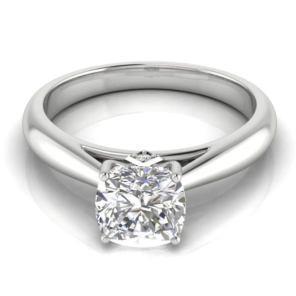 Elegant Solitaire Ring with Tapered Band (925 Sterling Silver)
