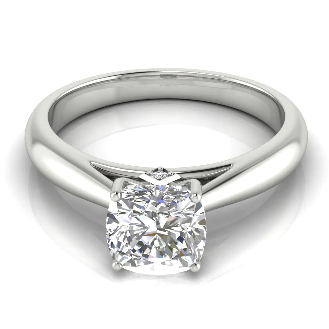 Elegant Solitaire Ring with Tapered Band (925 Sterling Silver)