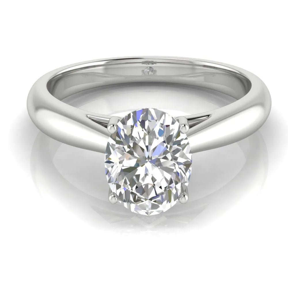 Elegant Solitaire Ring with Tapered – Oval (925 Sterling Silver)