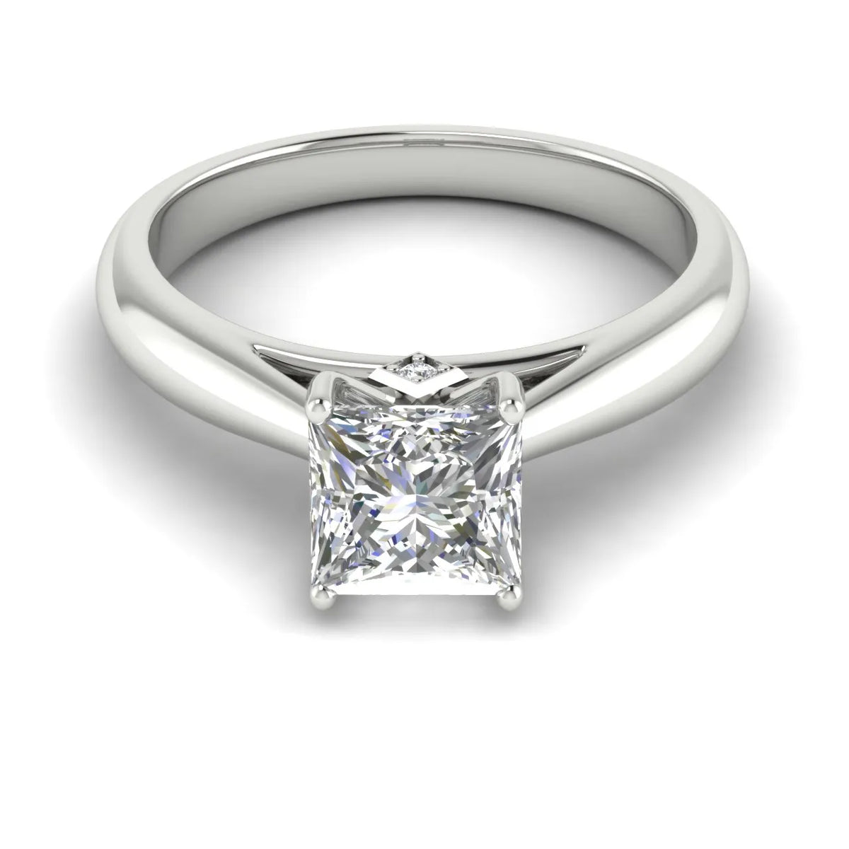 Elegant Solitaire Ring with Tapered Band