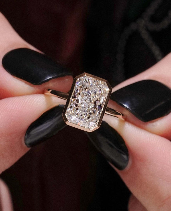 Bezel Set Radiant Cut Labgrown Engagement Ring