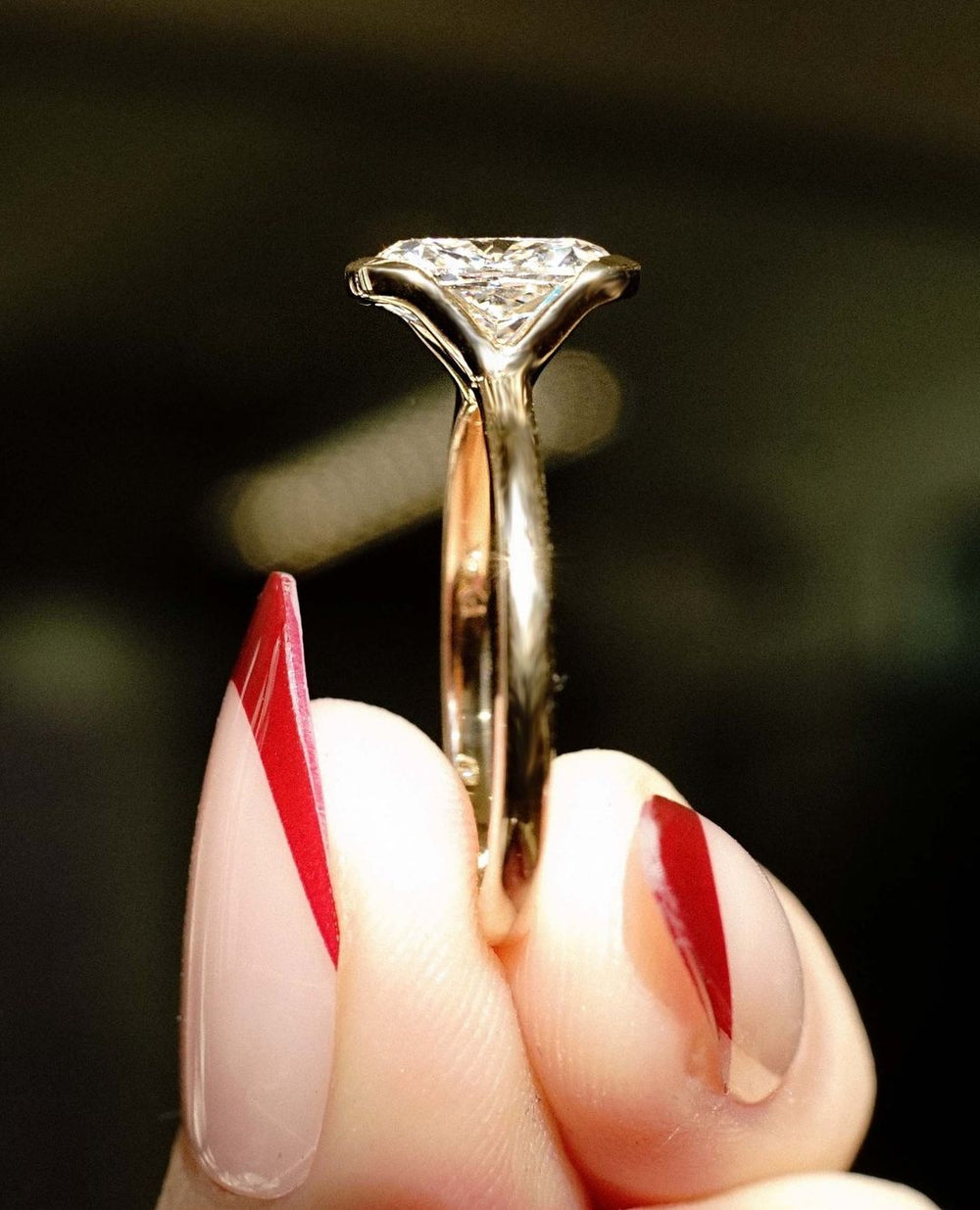 Bezel Set Cushion Cut Labgrown Engagement Ring