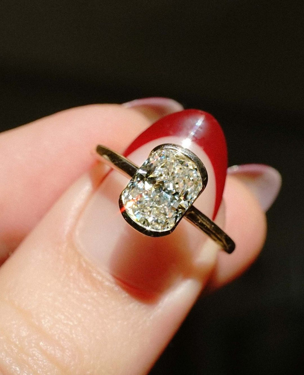 Bezel Set Cushion Cut Labgrown Engagement Ring