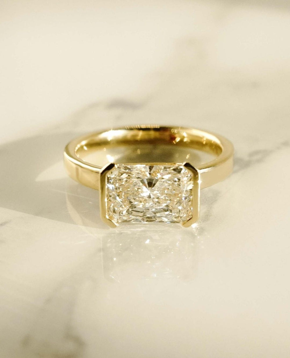 Bezel Set Radiant Cut Labgrown Engagement Ring