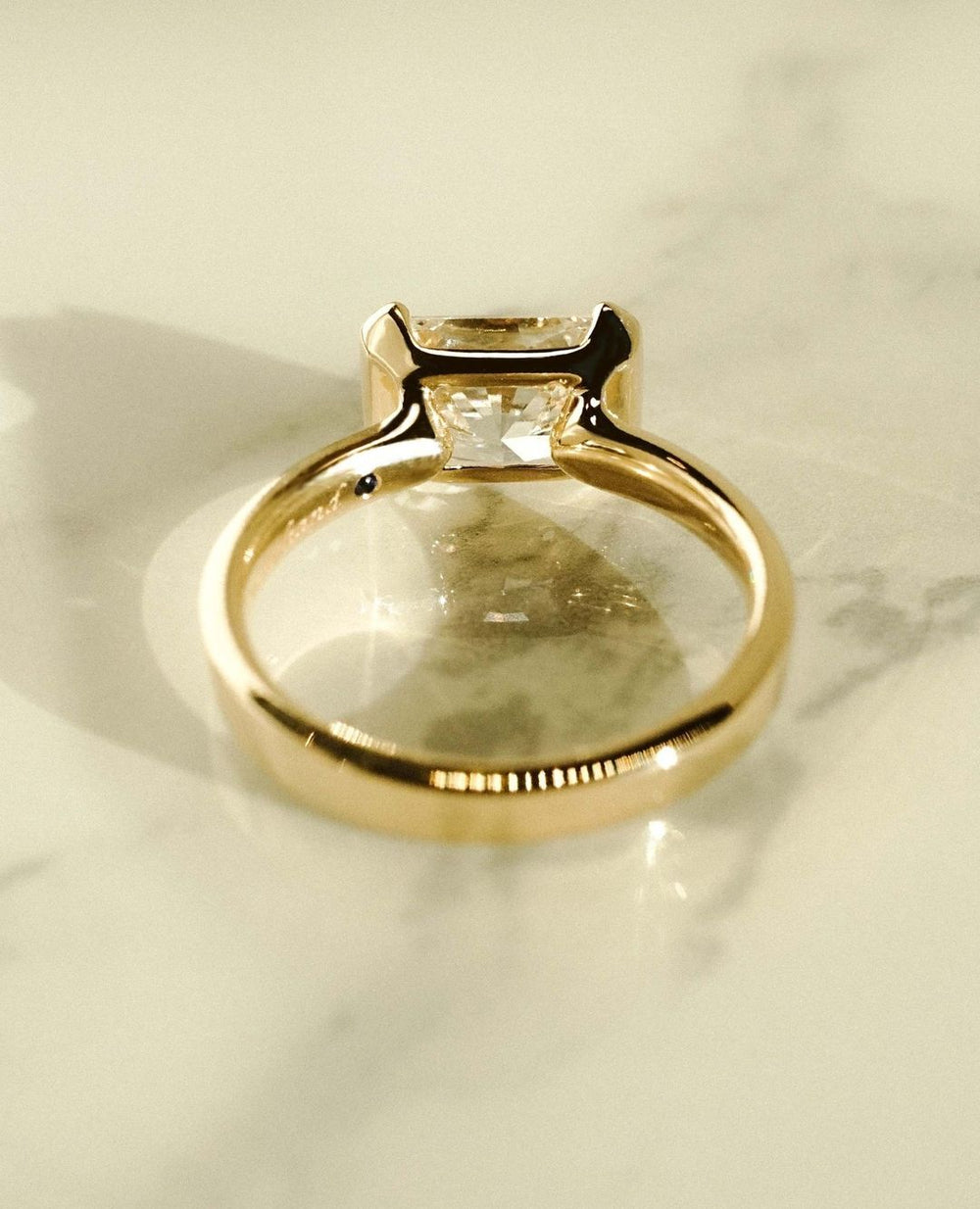 Bezel Set Radiant Cut Labgrown Engagement Ring