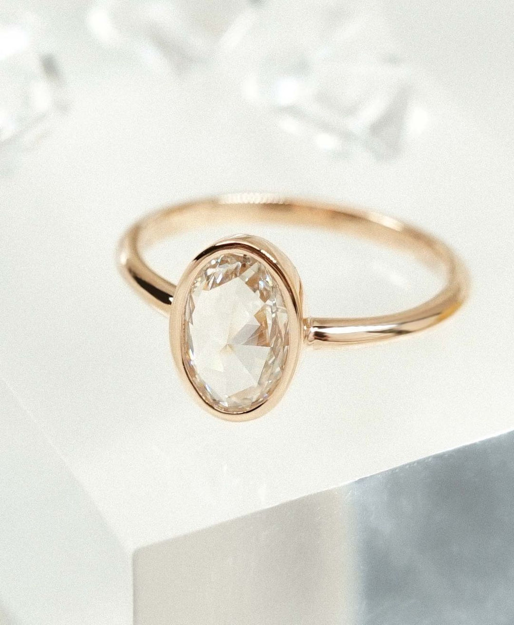 Bezel Set Oval Cut Labgrown Engagement Ring