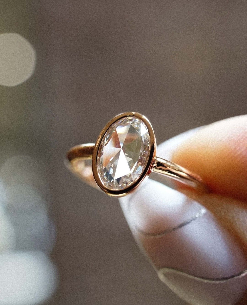 Bezel Set Oval Cut Labgrown Engagement Ring