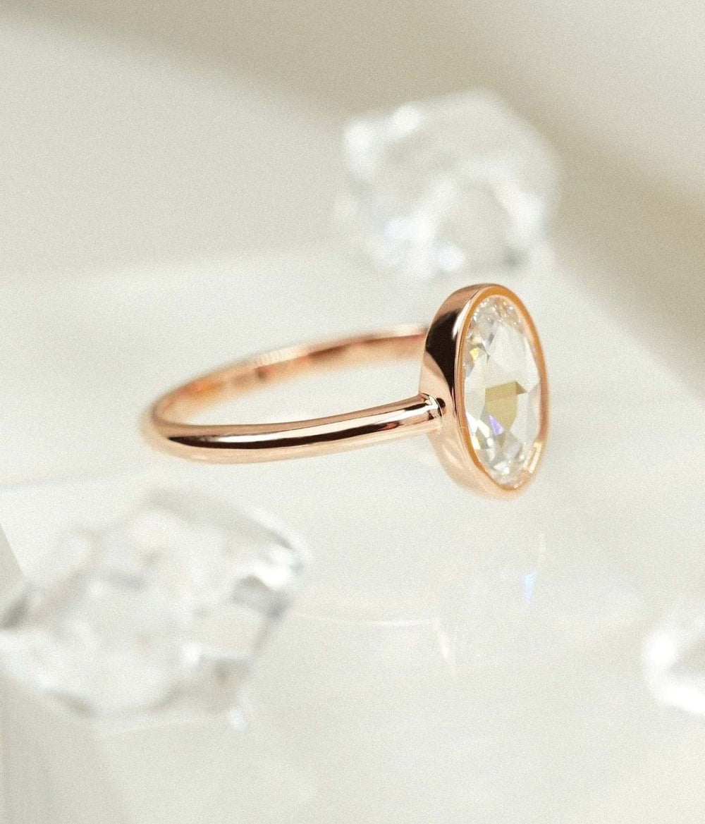 Bezel Set Oval Cut Labgrown Engagement Ring