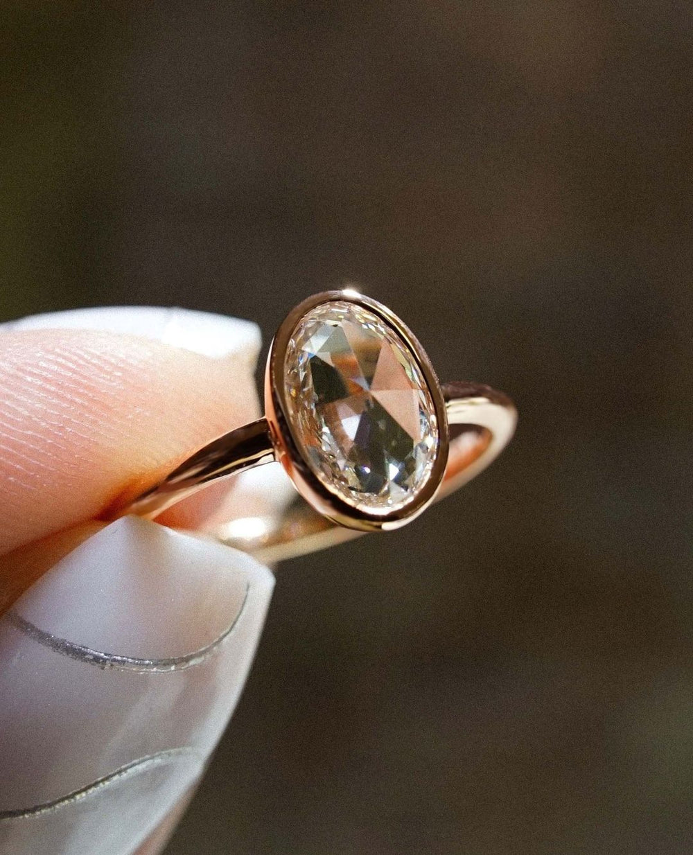 Bezel Set Oval Cut Labgrown Engagement Ring