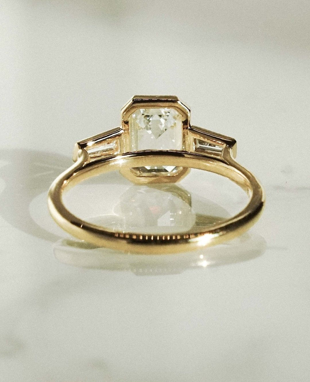 Bezel Set Emerald Cut Labgrown Engagement Ring