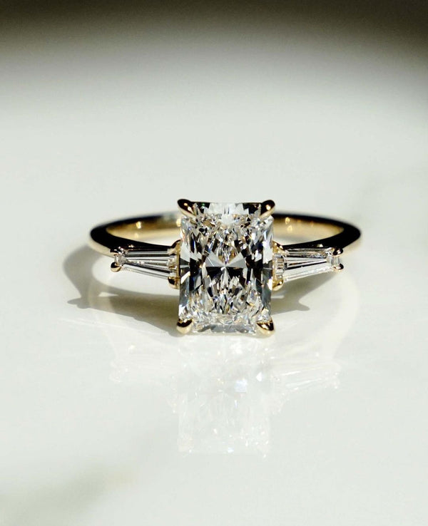 Three Stone Radiant Cut Labgrown Engagement Ring