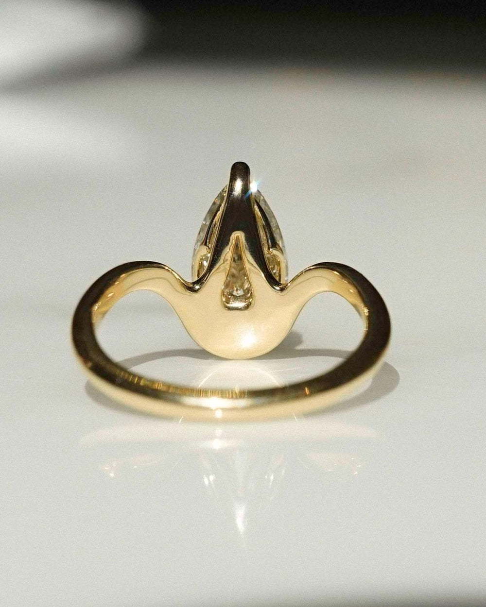 Elongated Pear Cut Labgrown Engagement Ring
