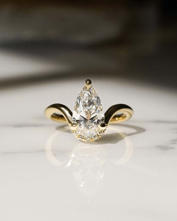 Elongated Pear Cut Labgrown Engagement Ring