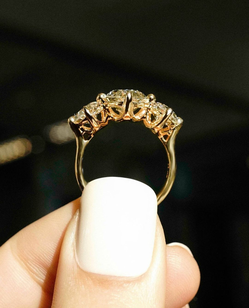 Three Stone Oval Cut Labgrown Engagement Ring