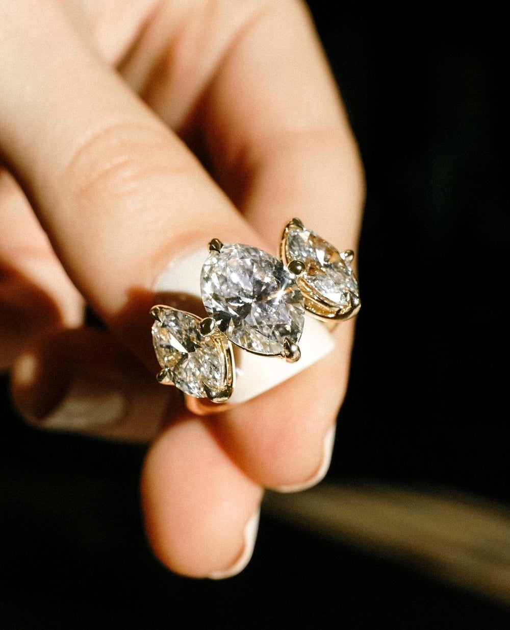 Three Stone Oval Cut Labgrown Engagement Ring