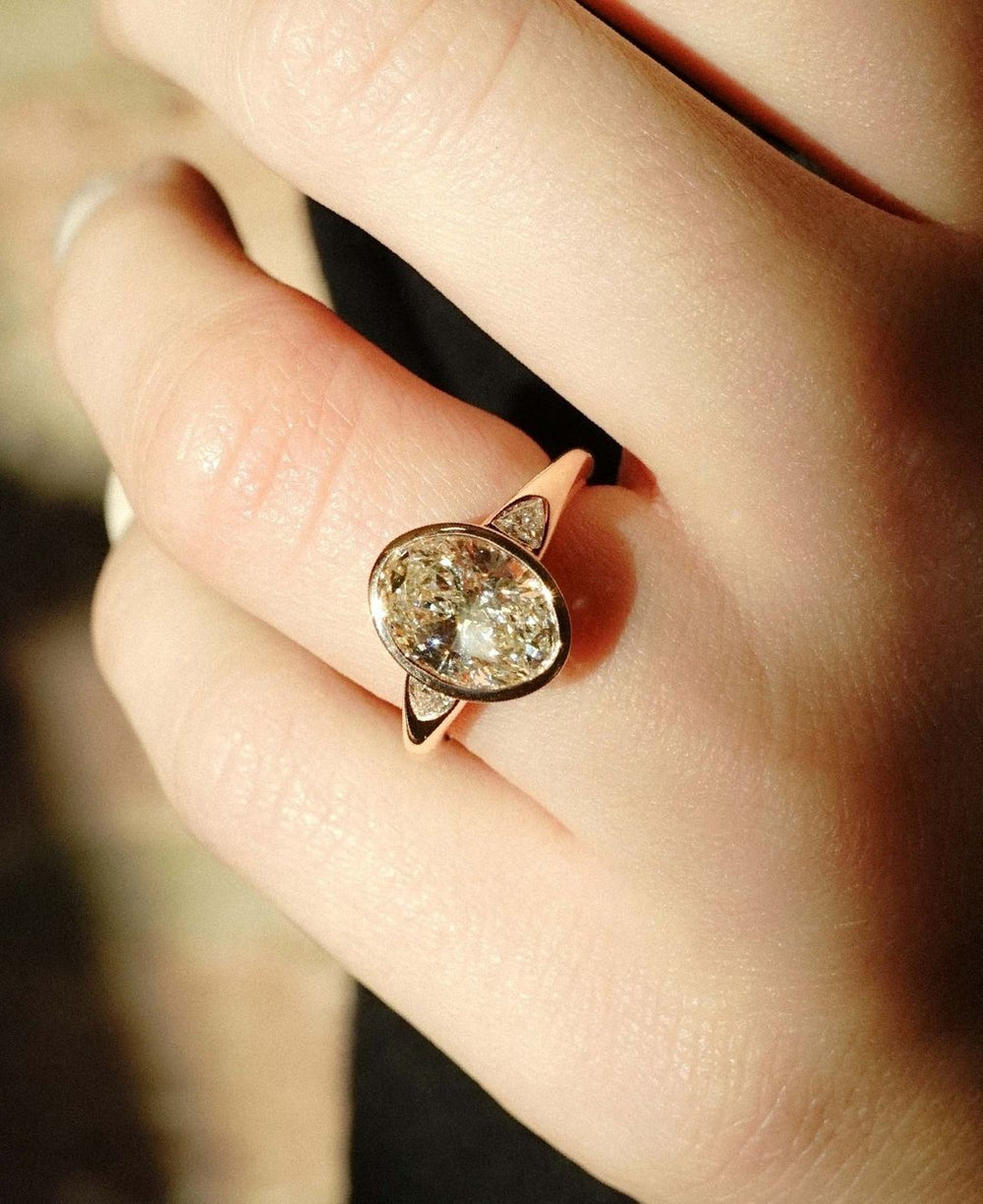 Bezel Set Oval Cut Labgrown Engagement Ring