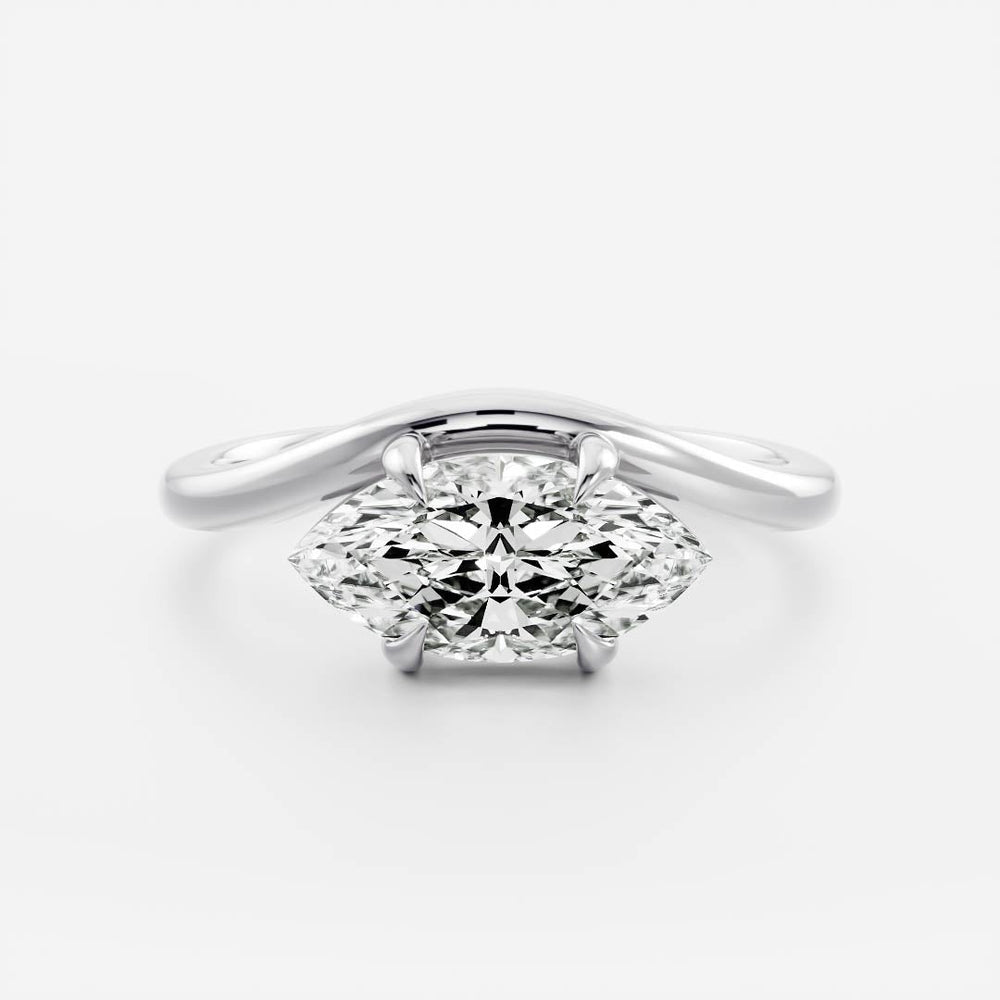 Curved Solitaire Marquise Cut Labgrown Engagement Ring
