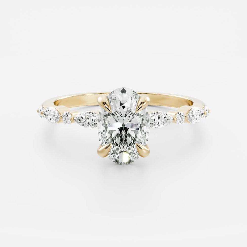 Bridal Set Oval Cut Labgrown Engagement Ring