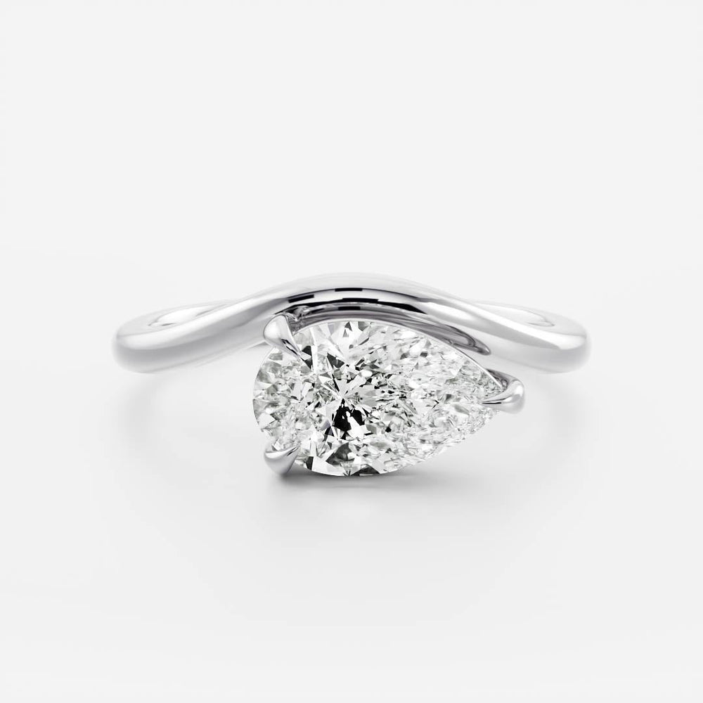 Elongated Pear Cut Labgrown Engagement Ring