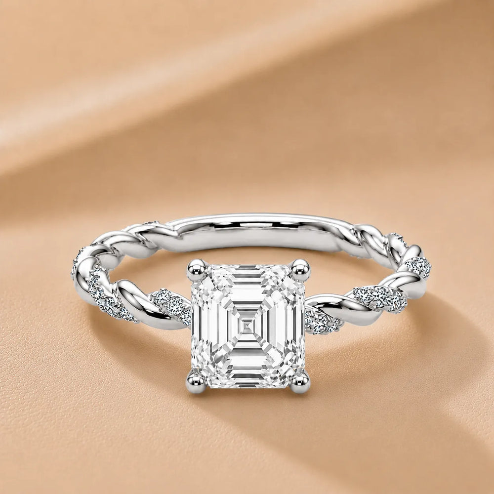 Cushion Cut Twisted Engagement Ring